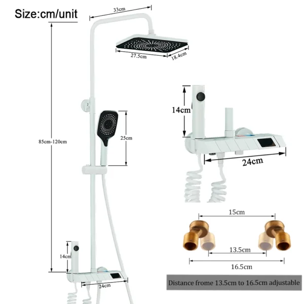 Black Piano Digital Shower Set Intelligent Brass Bathroom Faucets Hot Cold Waterfall Tap Rainfall White Shower System Chuveiro - Image 4