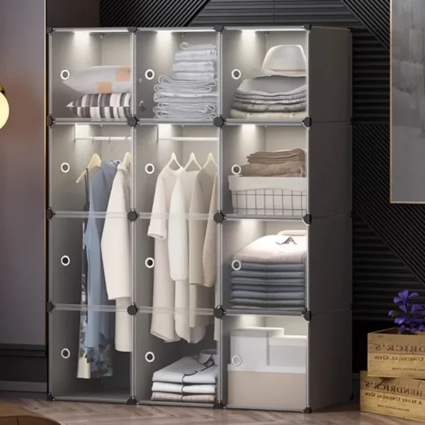 Simple Wardrobe Partition System Organizer Bedroom Closet Clothes Storage Cube Door. - Image 6