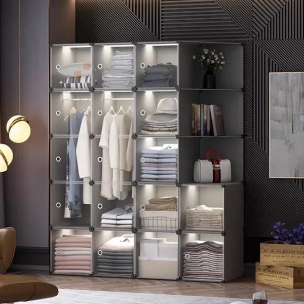 Simple Wardrobe Partition System Organizer Bedroom Closet Clothes Storage Cube Door. - Image 5