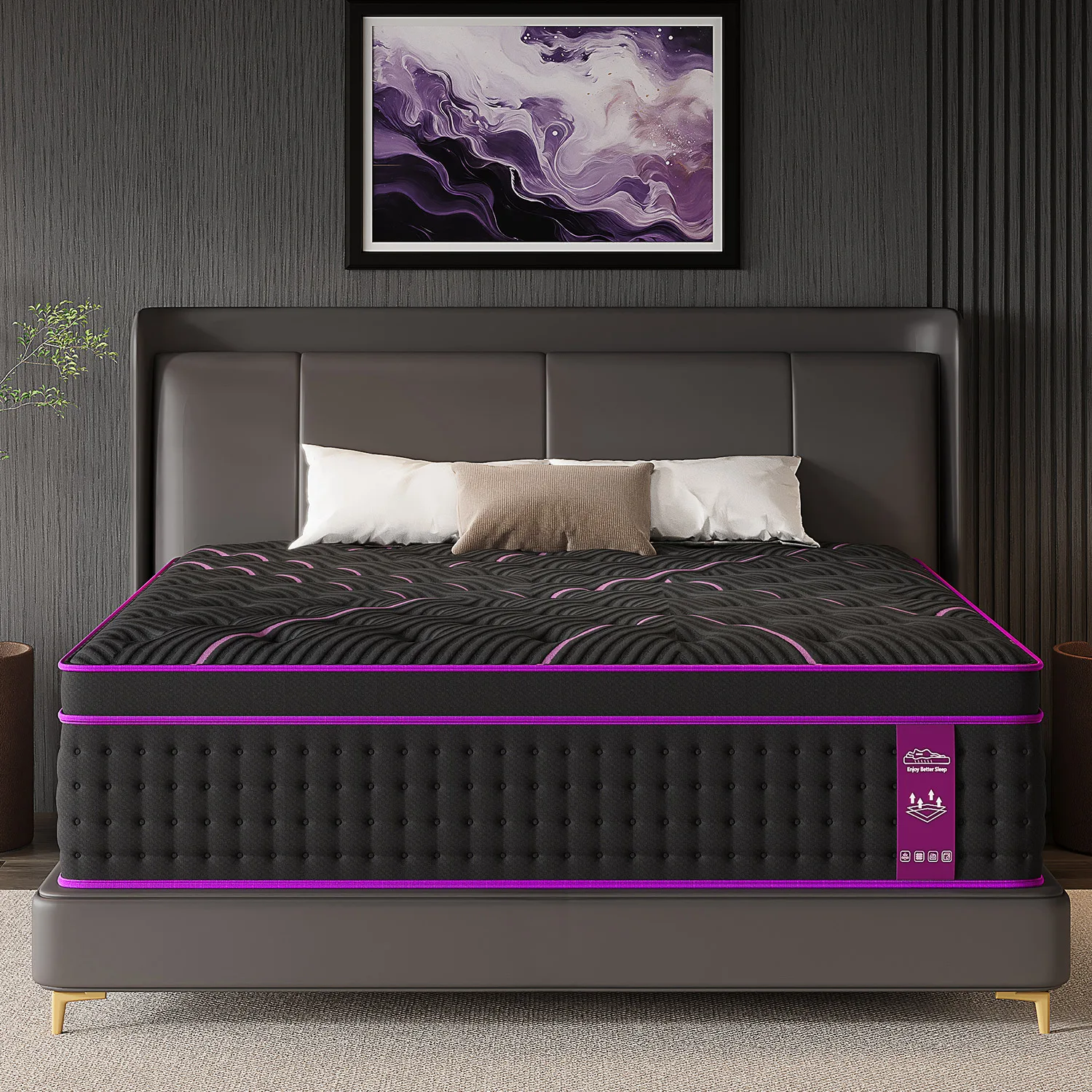 12/14 Inch Hybrid Gel Memory Foam Mattress with Pocket Springs – Medium Firm Motion Isolation Bed in a Box