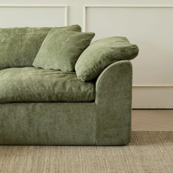 Convertible L-Shape Boneless Couch, 3 Seater-  Boneless Sleeper Sofa Bed with Pillows & Armrests