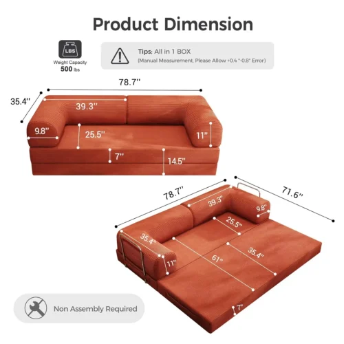 5-in-1 Folding Convertible Sofa Bed