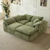 Convertible L-Shape Boneless Couch, 3 Seater-  Boneless Sleeper Sofa Bed with Pillows & Armrests