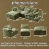 Convertible L-Shape Boneless Couch, 3 Seater-  Boneless Sleeper Sofa Bed with Pillows & Armrests