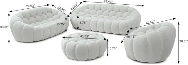 Bubble Curved Sofa Couch – 3D Honeycomb Upholstered Mesh Sofa for Modern Living Room - Lazy Floor Sofa