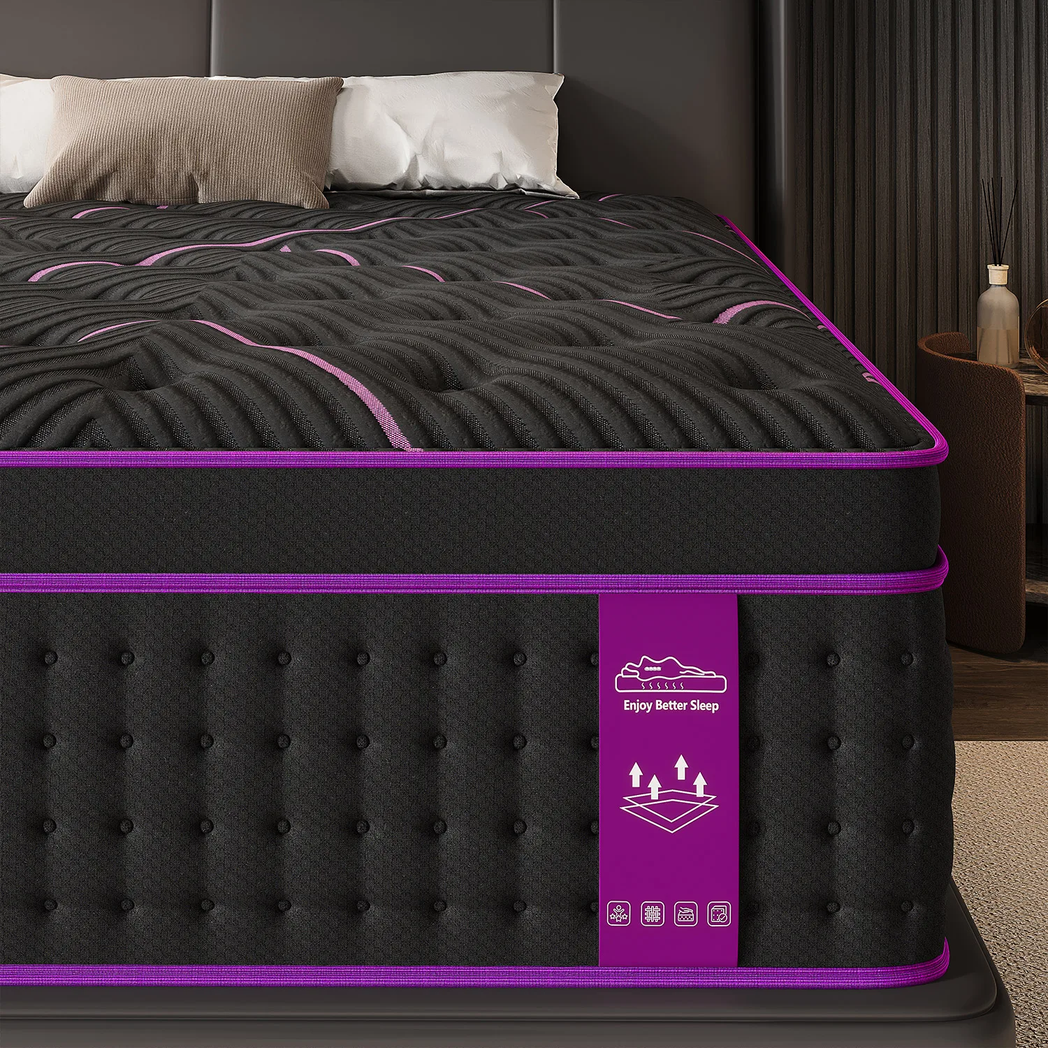 12/14 Inch Hybrid Gel Memory Foam Mattress with Pocket Springs – Medium Firm Motion Isolation Bed in a Box - Image 3