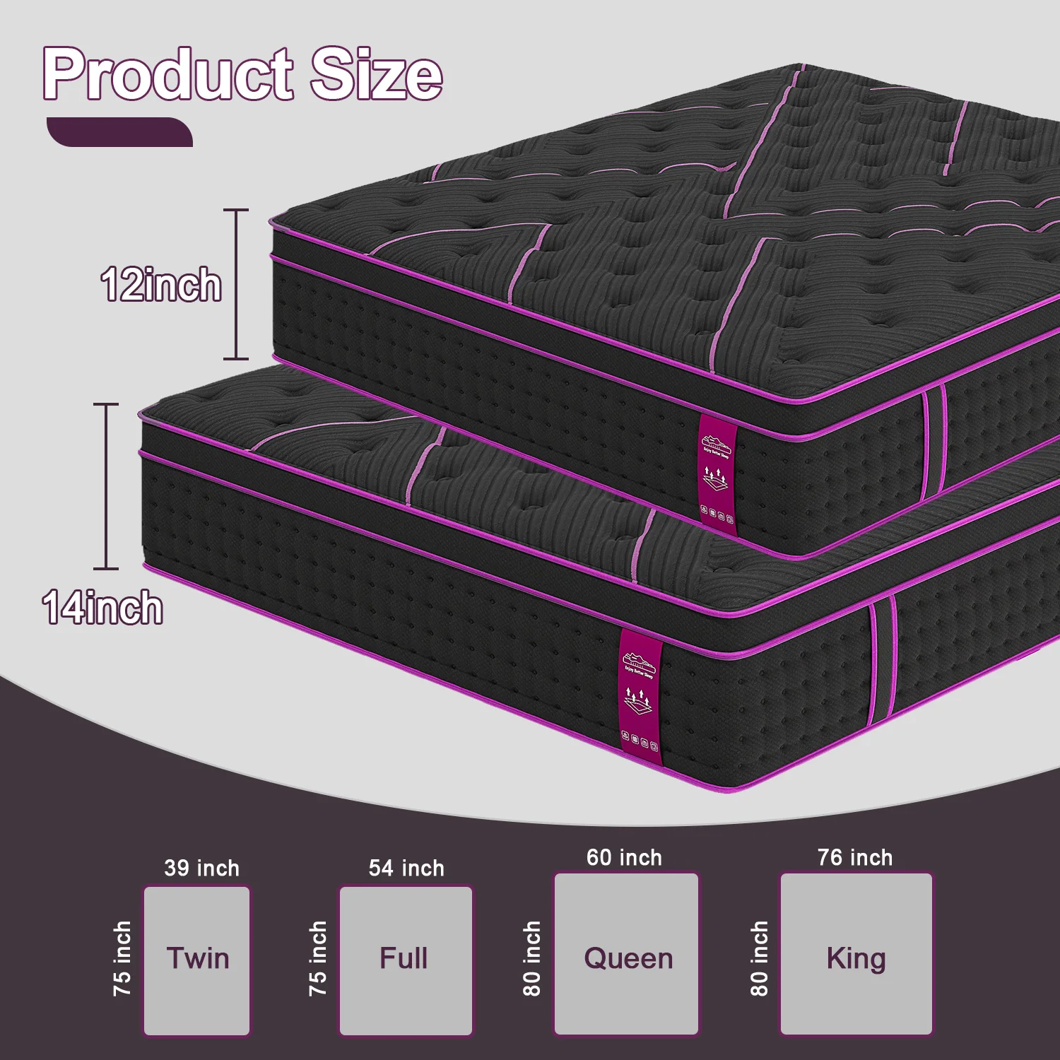 12/14 Inch Hybrid Gel Memory Foam Mattress with Pocket Springs – Medium Firm Motion Isolation Bed in a Box - Image 6