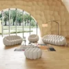 Bubble Curved Sofa Couch – 3D Honeycomb Upholstered Mesh Sofa for Modern Living Room - Lazy Floor Sofa