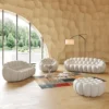 Bubble Curved Sofa Couch – 3D Honeycomb Upholstered Mesh Sofa for Modern Living Room - Lazy Floor Sofa