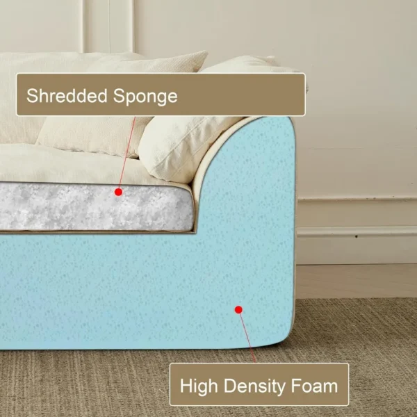 Convertible L-Shape Boneless Couch, 3 Seater-  Boneless Sleeper Sofa Bed with Pillows & Armrests